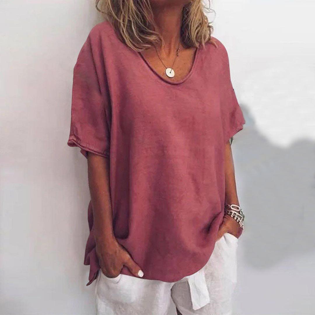 Megan | Women’s Loose Fit Blouse with Short Sleeve