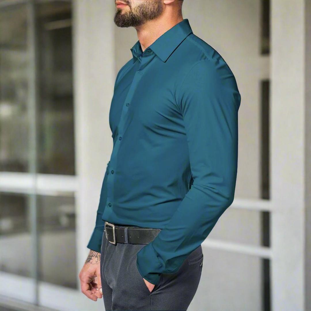 Leo | Men’s Stretch Shirt with Classic Collar and Button Cuffs