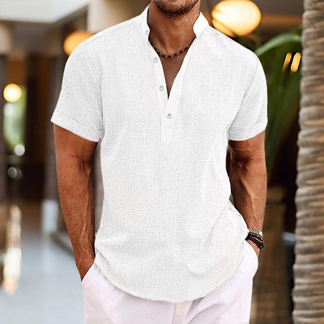 Jason | Men’s Short Sleeve Shirt with Band Collar