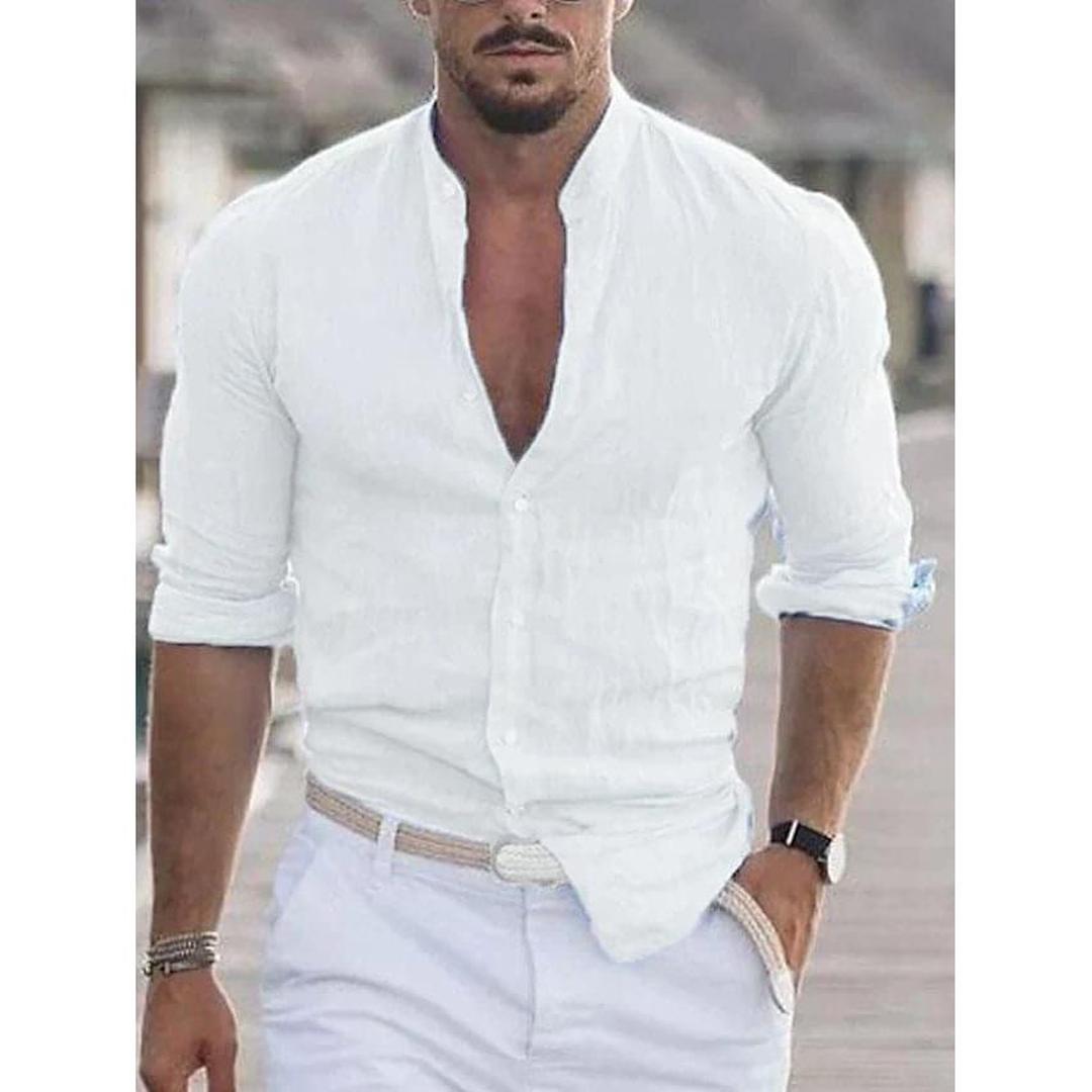 Aaron | Men’s Mandarin Collar Button-Up Shirt