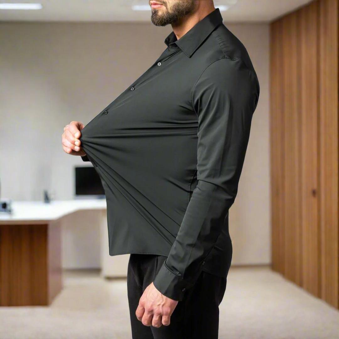 Leo | Men’s Stretch Shirt with Classic Collar and Button Cuffs