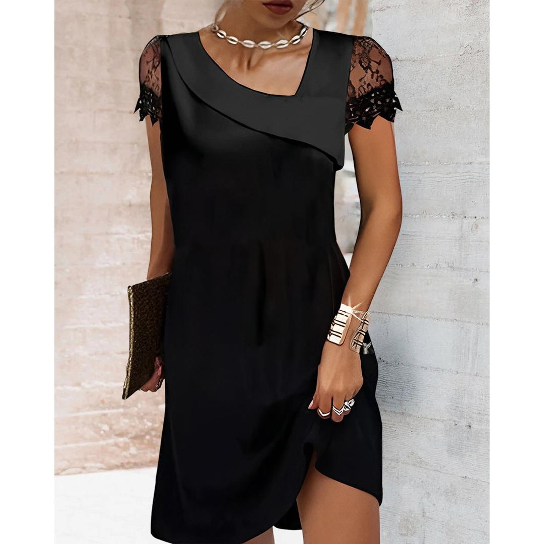 Audrey | Women’s Short Sleeve Dress with Lace Panels