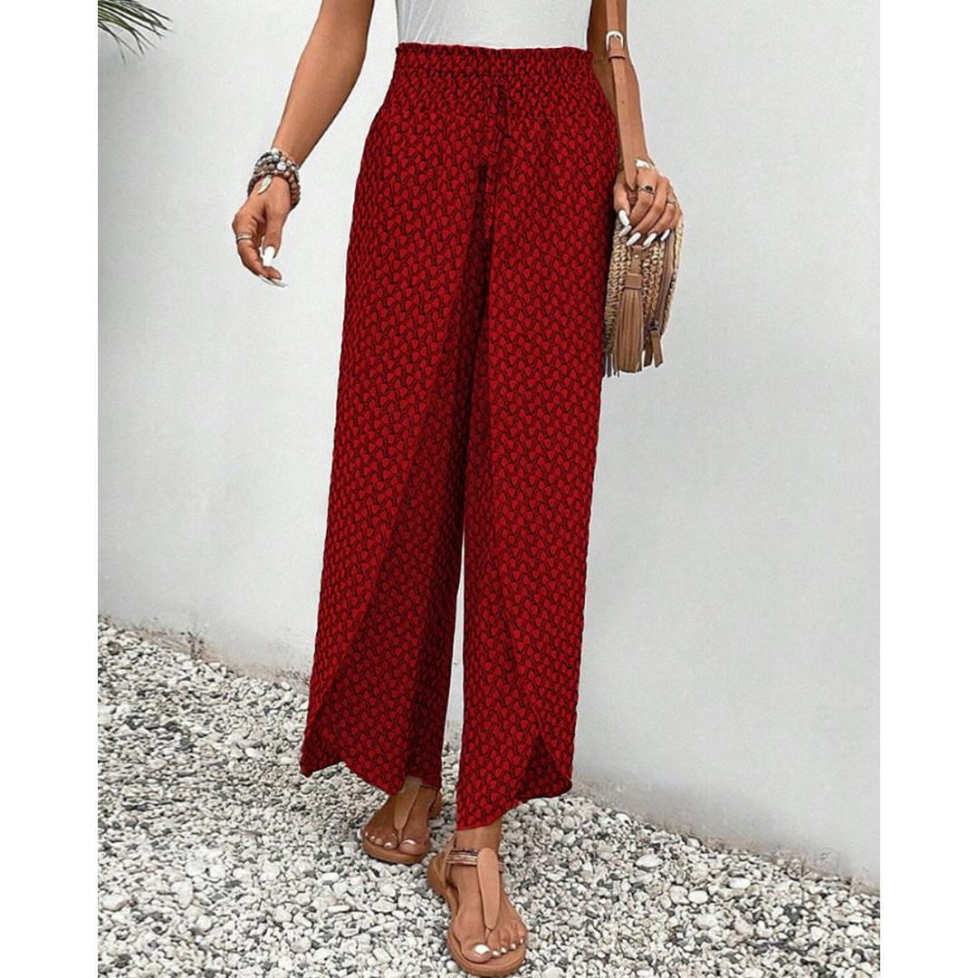 Scarlett | Women’s High-Waisted Trousers with Geometric Print