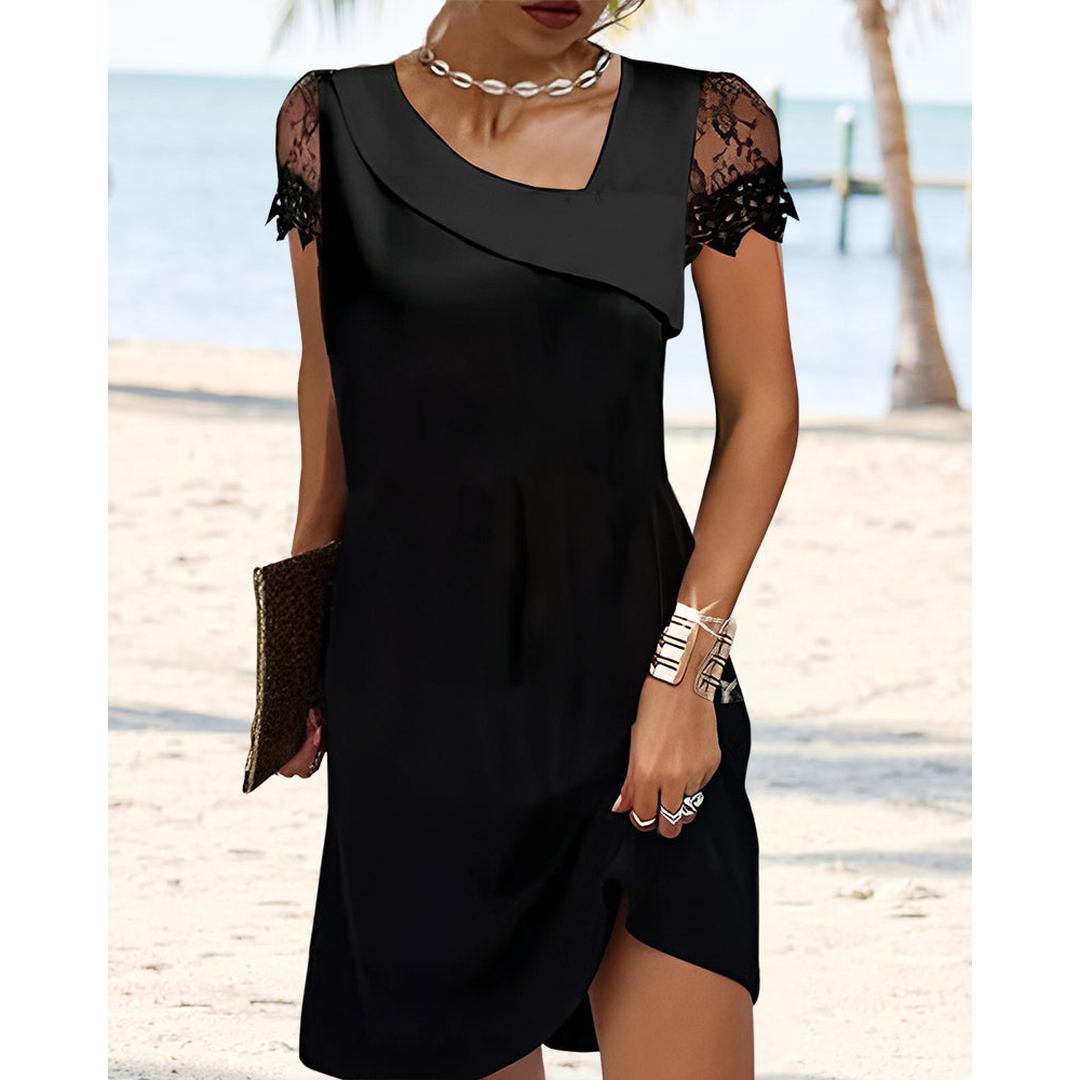 Audrey | Women’s Short Sleeve Dress with Lace Panels