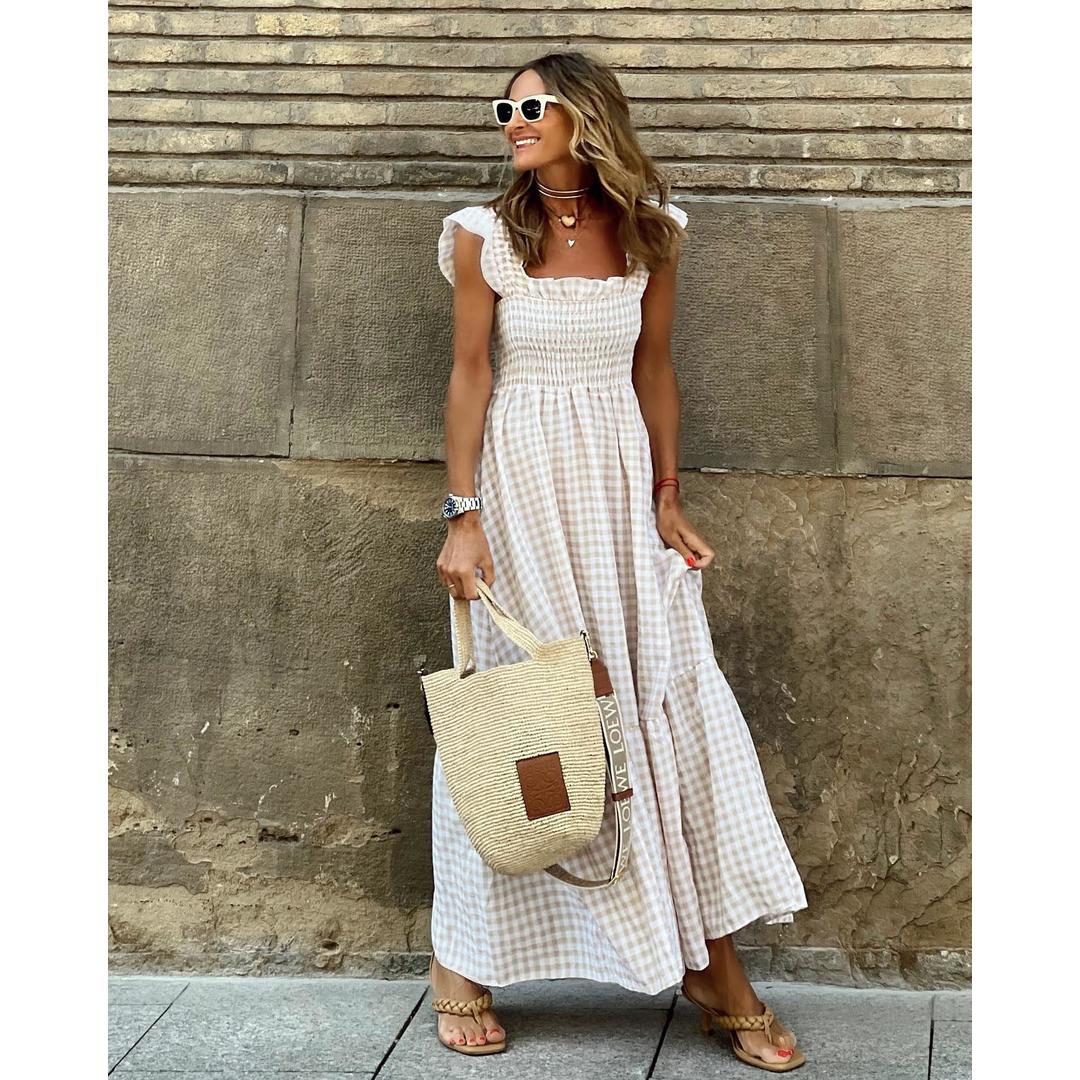 Maisie | Smocked Maxi Dress with Flutter Sleeves