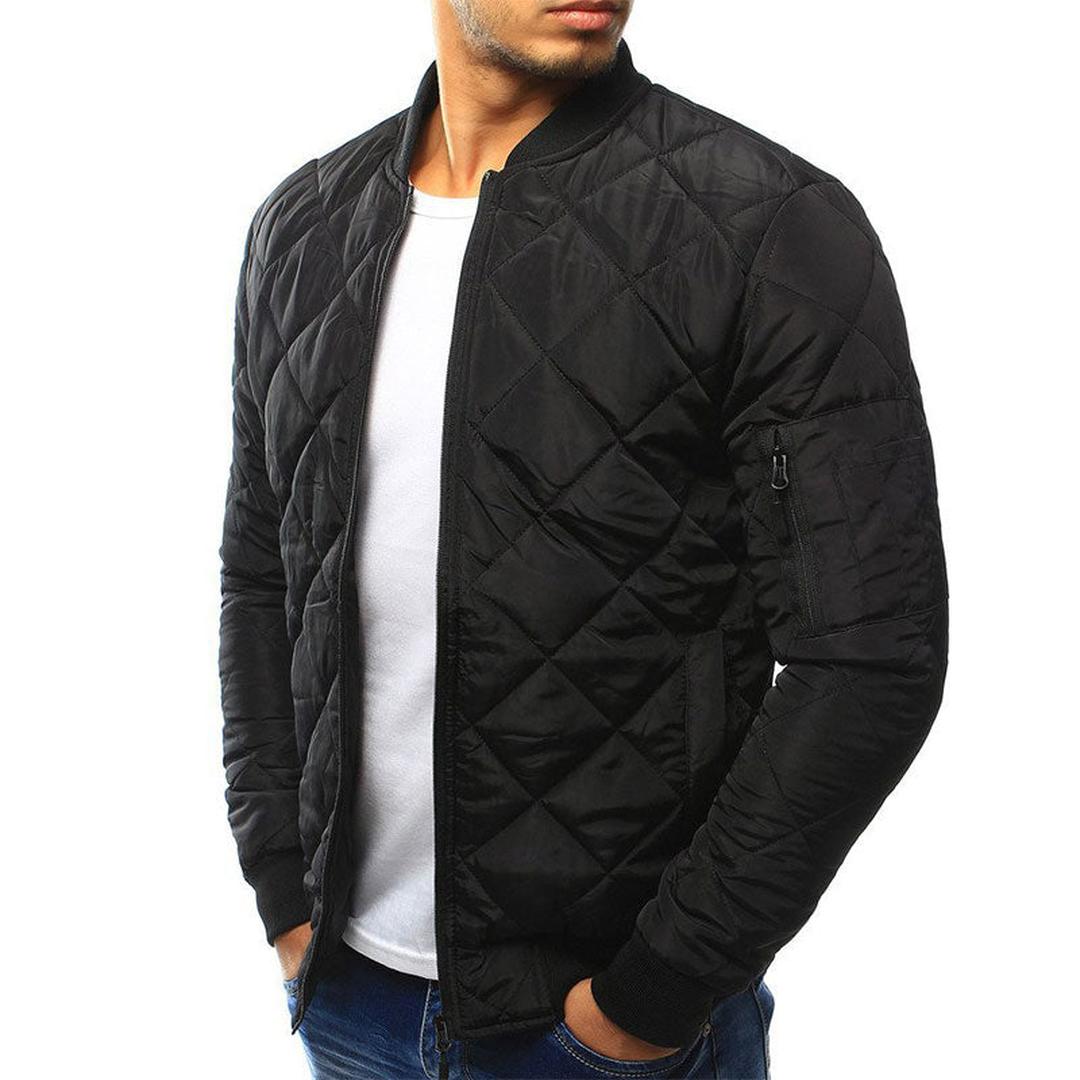 Ravello | Men’s Quilted Zip Jacket with Ribbed Collar