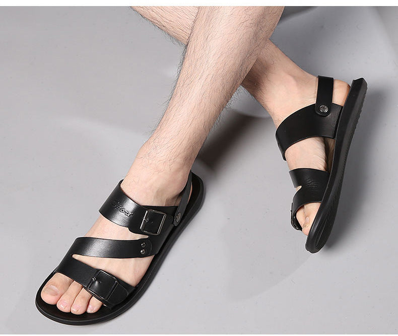 Adam | Men’s Split Leather Sandals with Buckle Straps