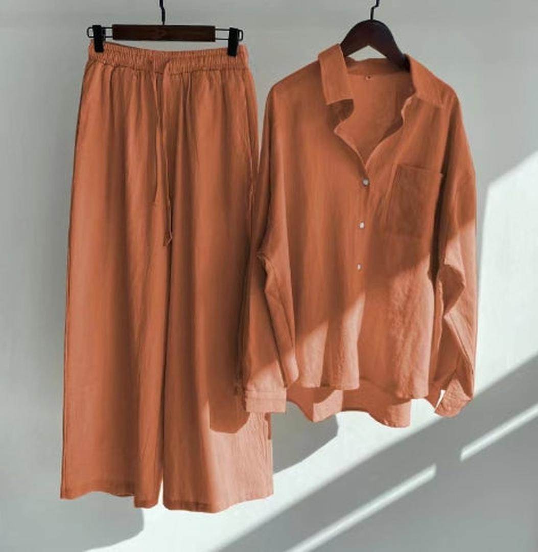 Marvella | Women’s Button Shirt and Elastic Waist Trousers Set