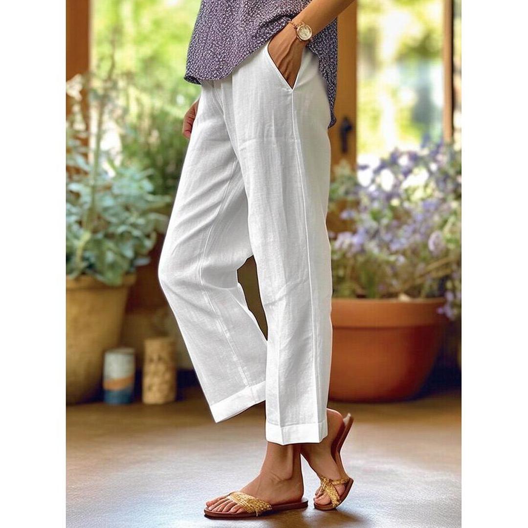 Hannah | Women’s Loose Fit Linen Trousers with Straight Leg