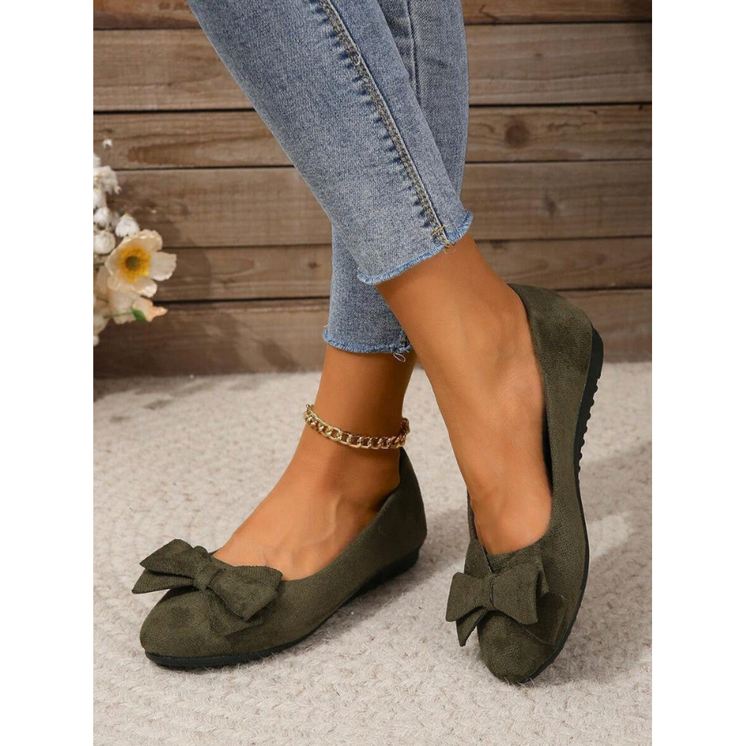 Elowen | Women’s Slip-On Ballet Flats with Bow Detail