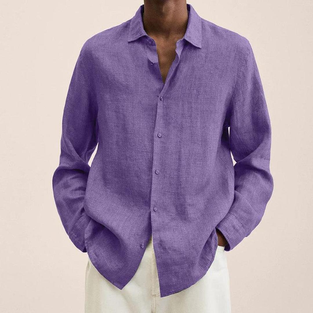 Luca | Men’s Linen Blend Long Sleeve Shirt with Classic Collar