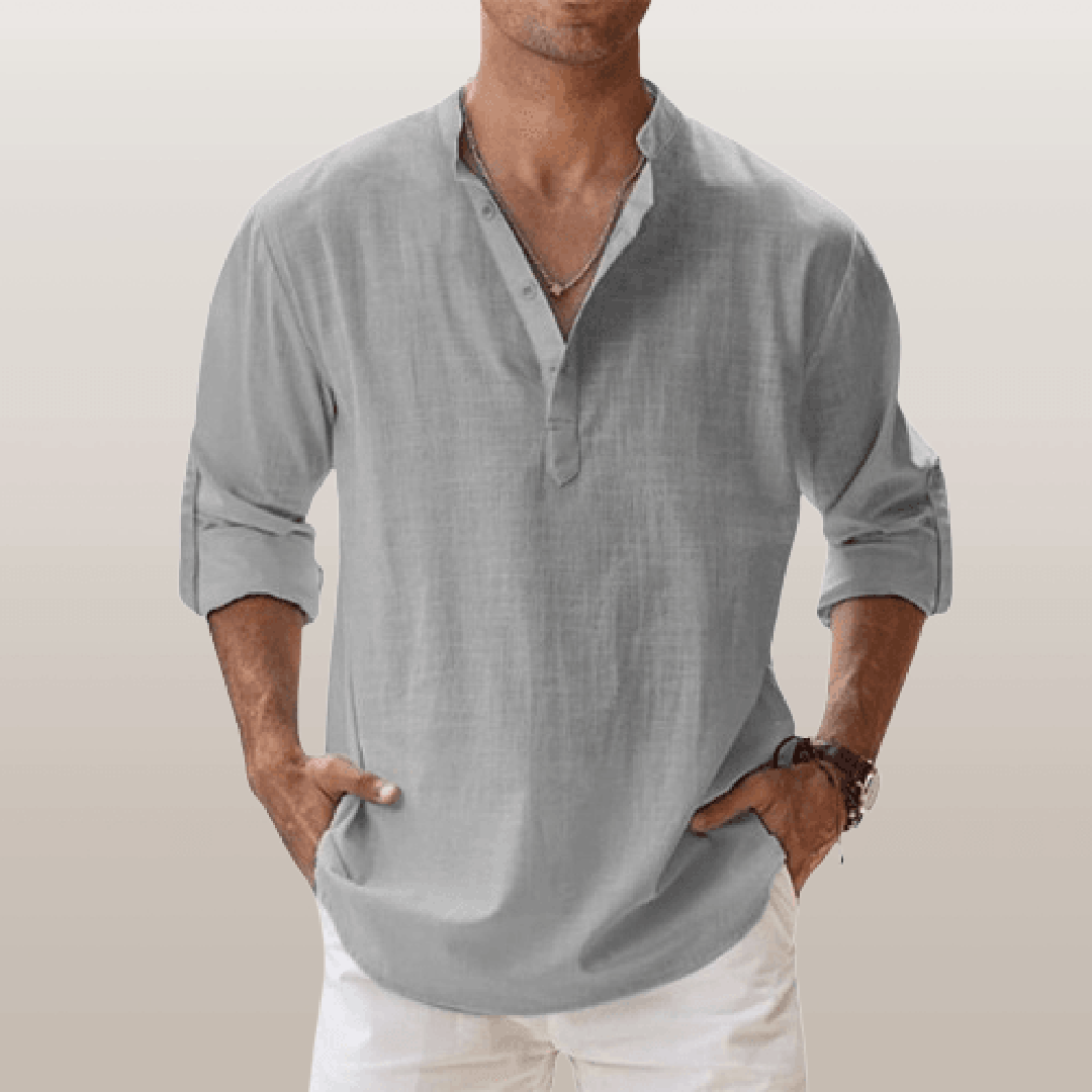 Isaac | Men’s Linen Blend Henley Shirt with Button Placket