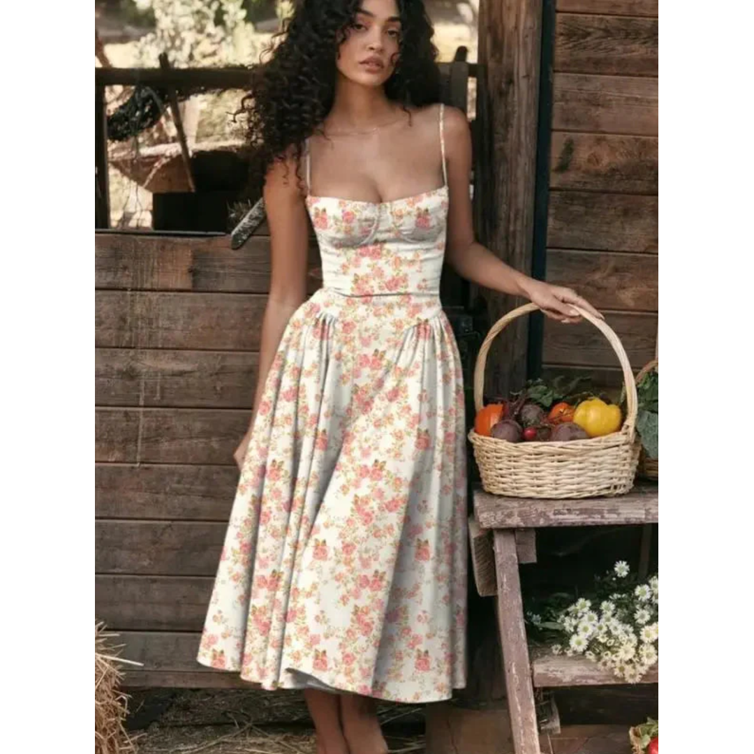Sophie | Women’s Sleeveless Midi Dress with Fitted Bodice