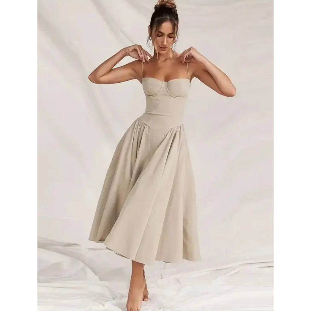 Sophie | Women’s Sleeveless Midi Dress with Fitted Bodice