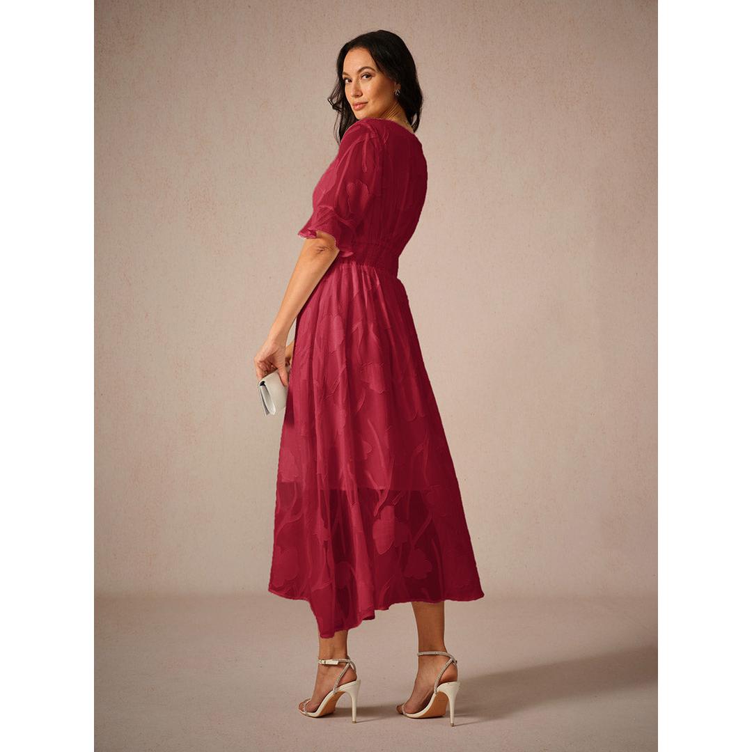 Beatrice | Women’s Midi Dress with Flutter Sleeves and Lace Detail