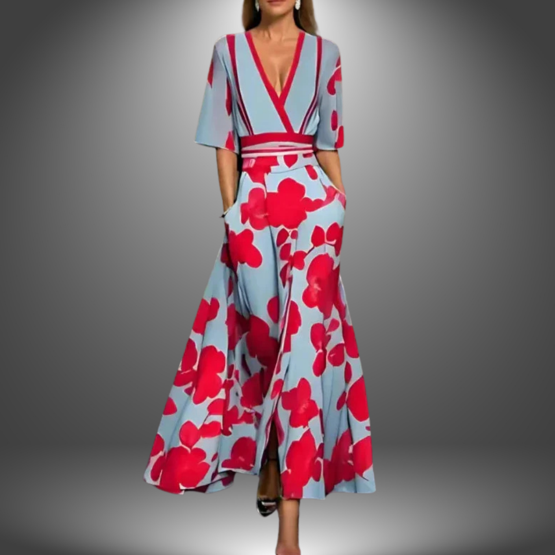 Maya | Women’s Floral Print Maxi Dress with V-Neck