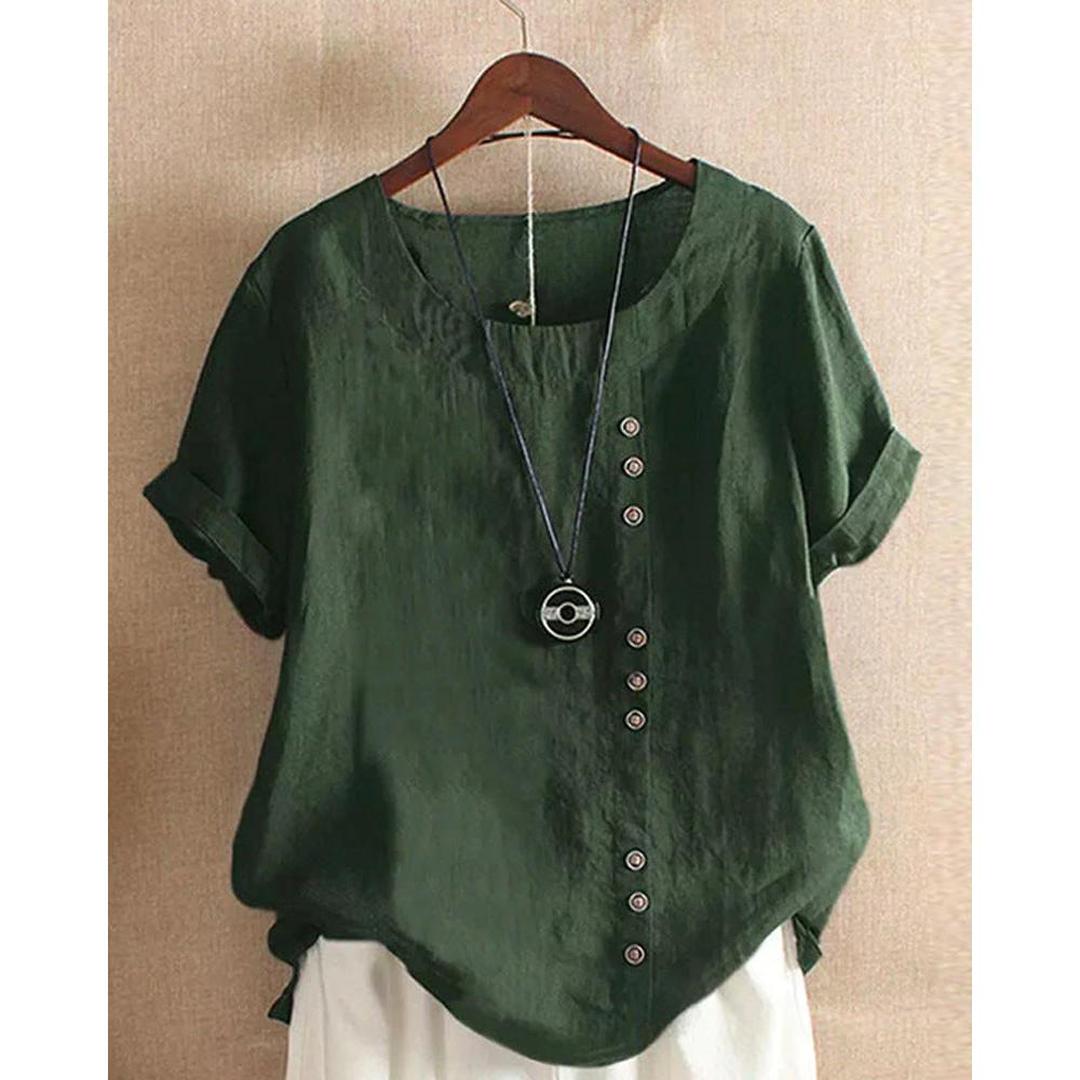 Claire | Women’s Solid Colour Blouse with Round Neck