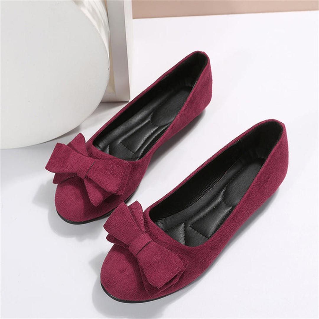Elowen | Women’s Slip-On Ballet Flats with Bow Detail