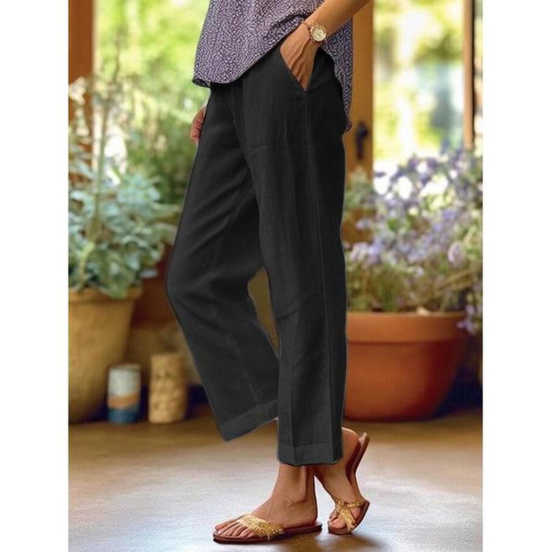 Hannah | Women’s Loose Fit Linen Trousers with Straight Leg