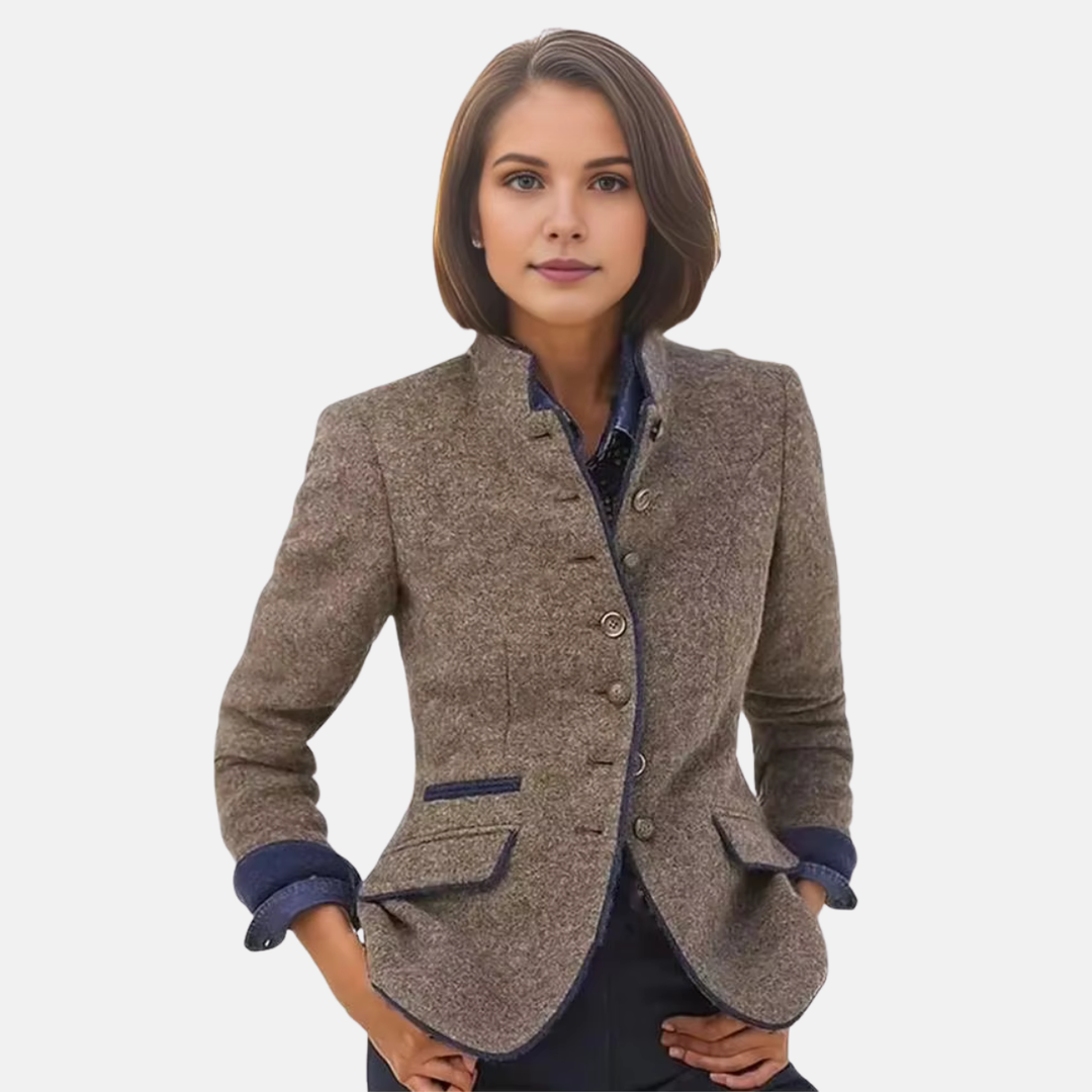Anna | Women’s Button-Front Blazer Jacket with Stand Collar