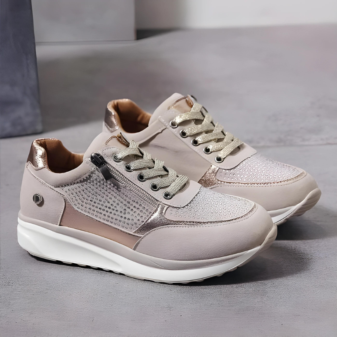 Olive | Women’s Lace-Up Sneakers with Side Zipper
