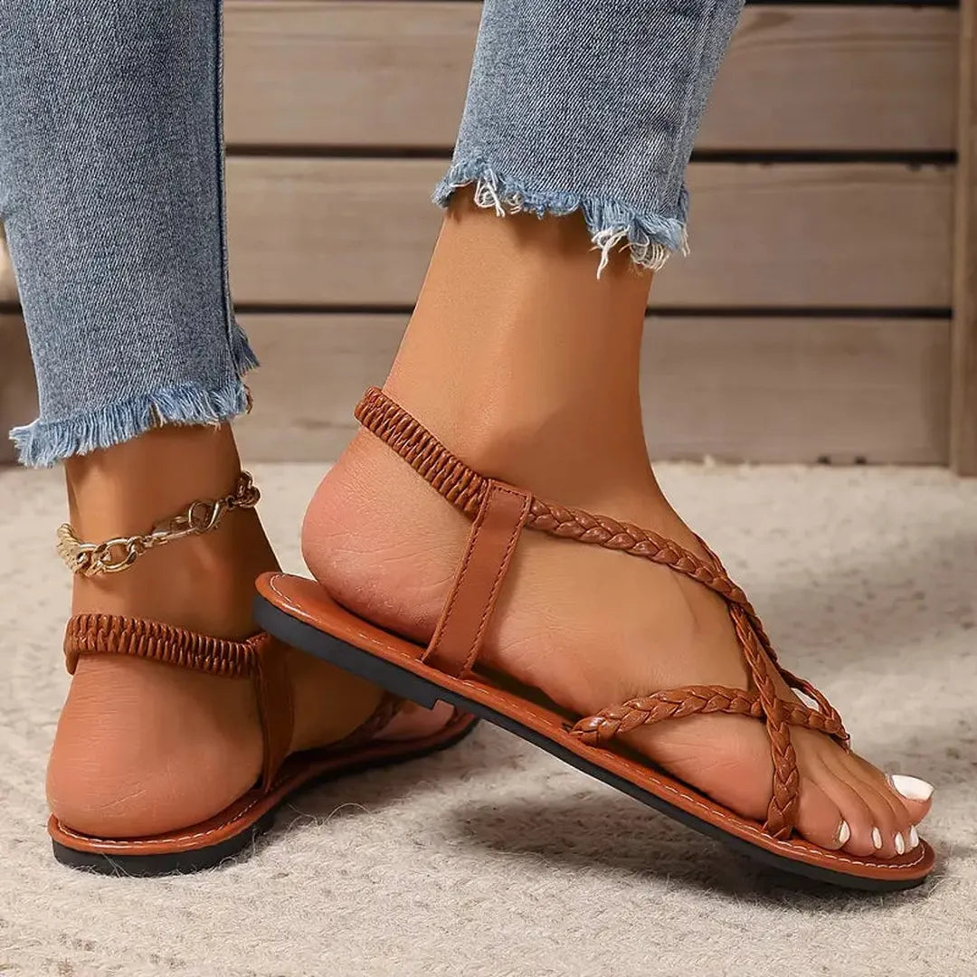 Ruby | Women’s Braided Strap Flat Sandals