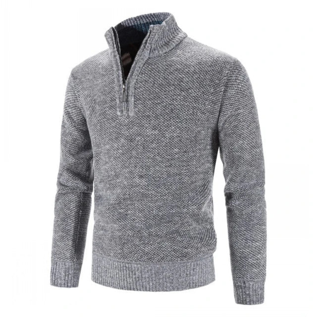 Nathan | Men’s Zip Neck Knit Sweater with High Collar