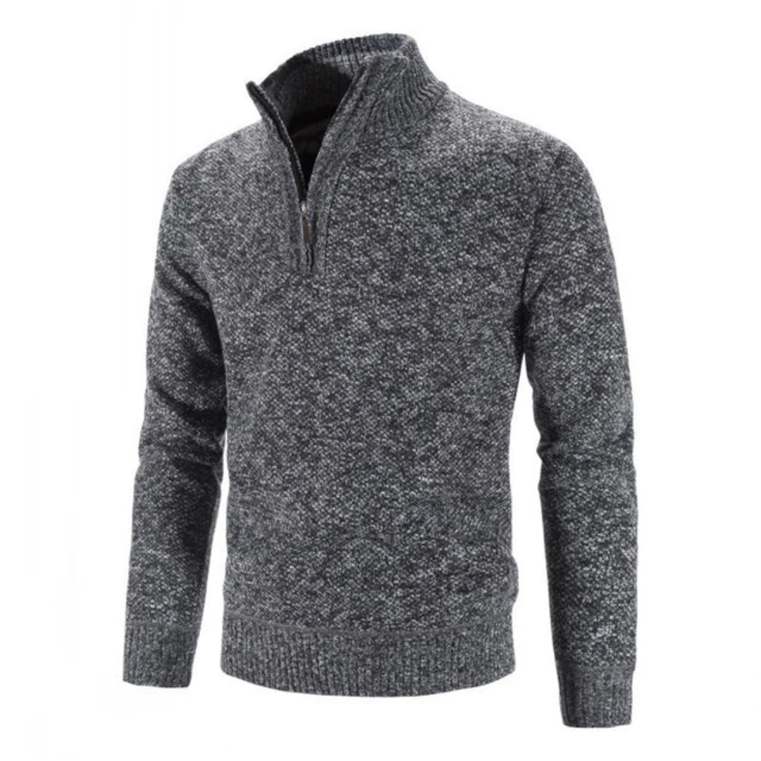 Nathan | Men’s Zip Neck Knit Sweater with High Collar