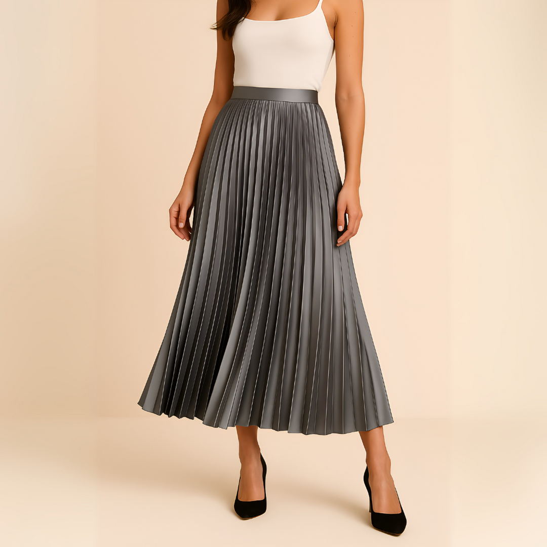 Grace | Women’s High-Waist Satin Pleated Midi Skirt