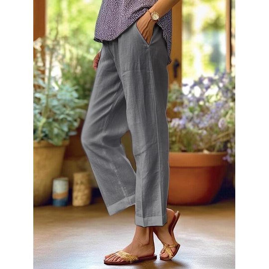 Hannah | Women’s Loose Fit Linen Trousers with Straight Leg