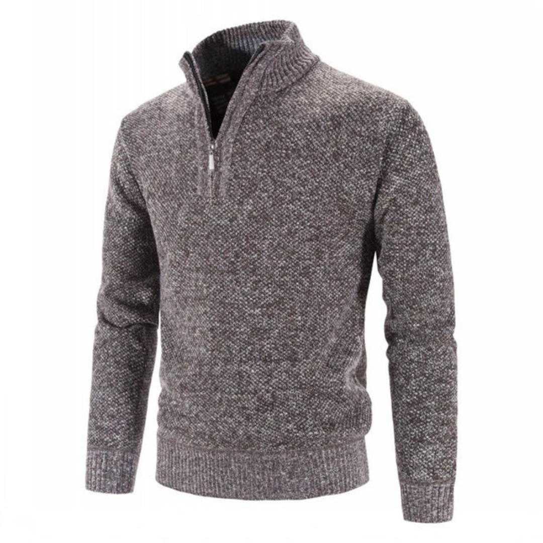 Nathan | Men’s Zip Neck Knit Sweater with High Collar