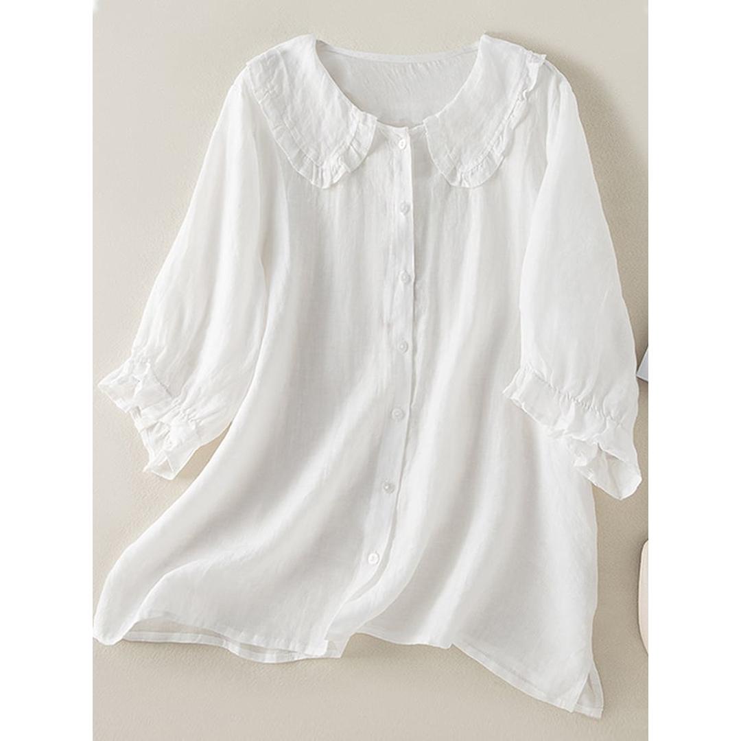 Mallory | Women’s Button-Front Blouse with Ruffle Collar