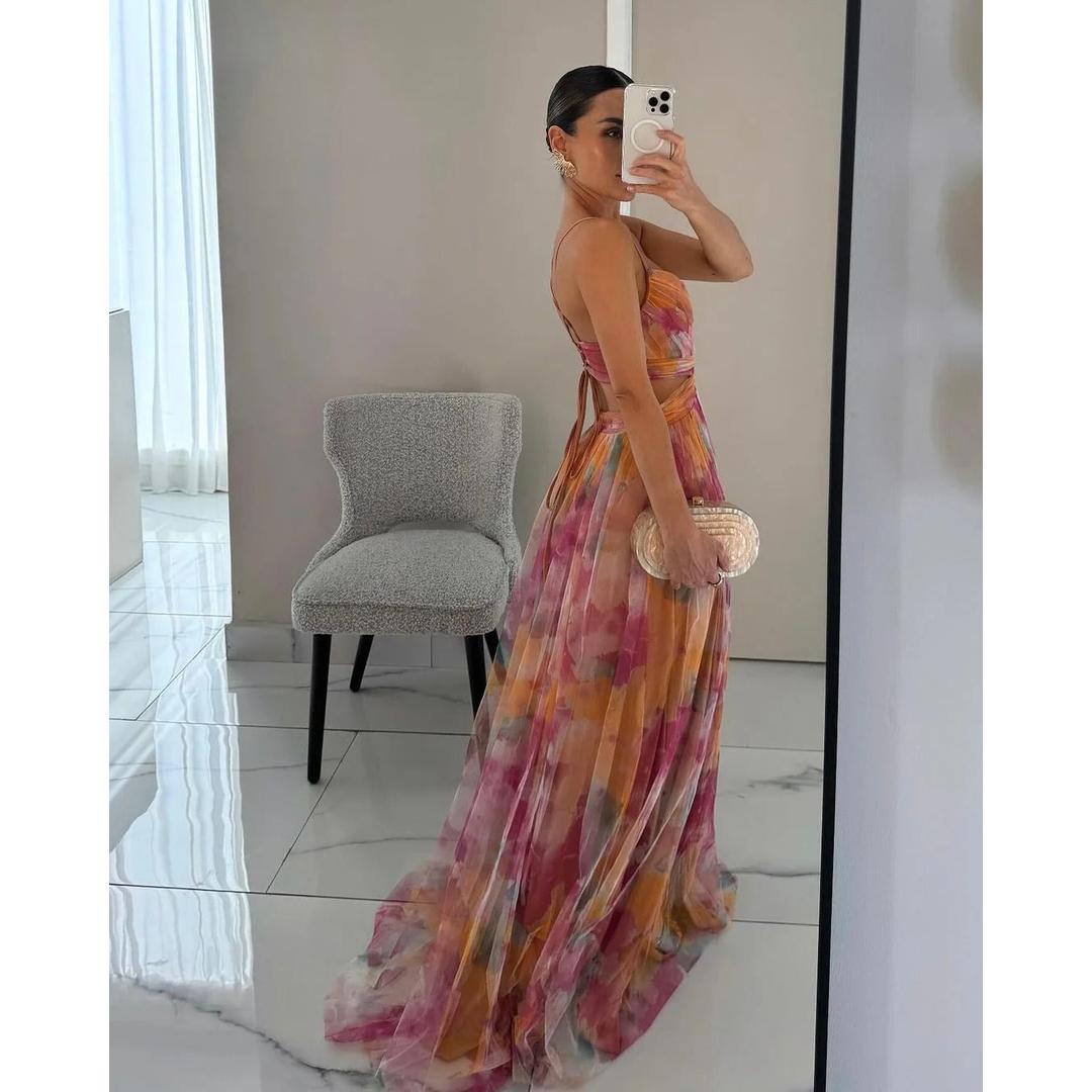 Hannah | Women’s Long Floral Dress with Adjustable Closure
