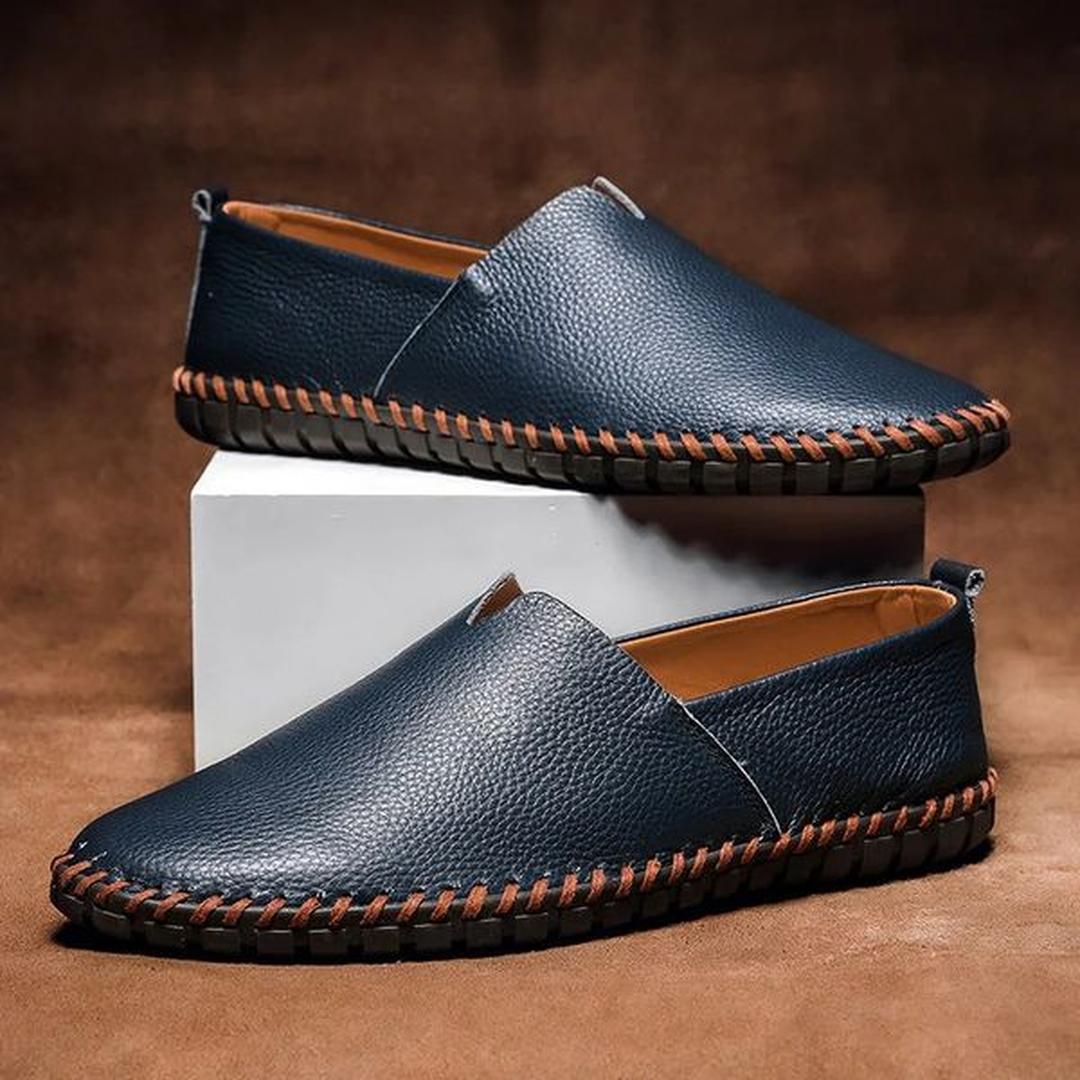 George | Faux Leather Slip-On Loafers with Stitched Sole Detail