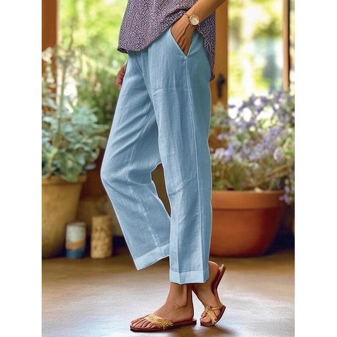 Hannah | Women’s Loose Fit Linen Trousers with Straight Leg