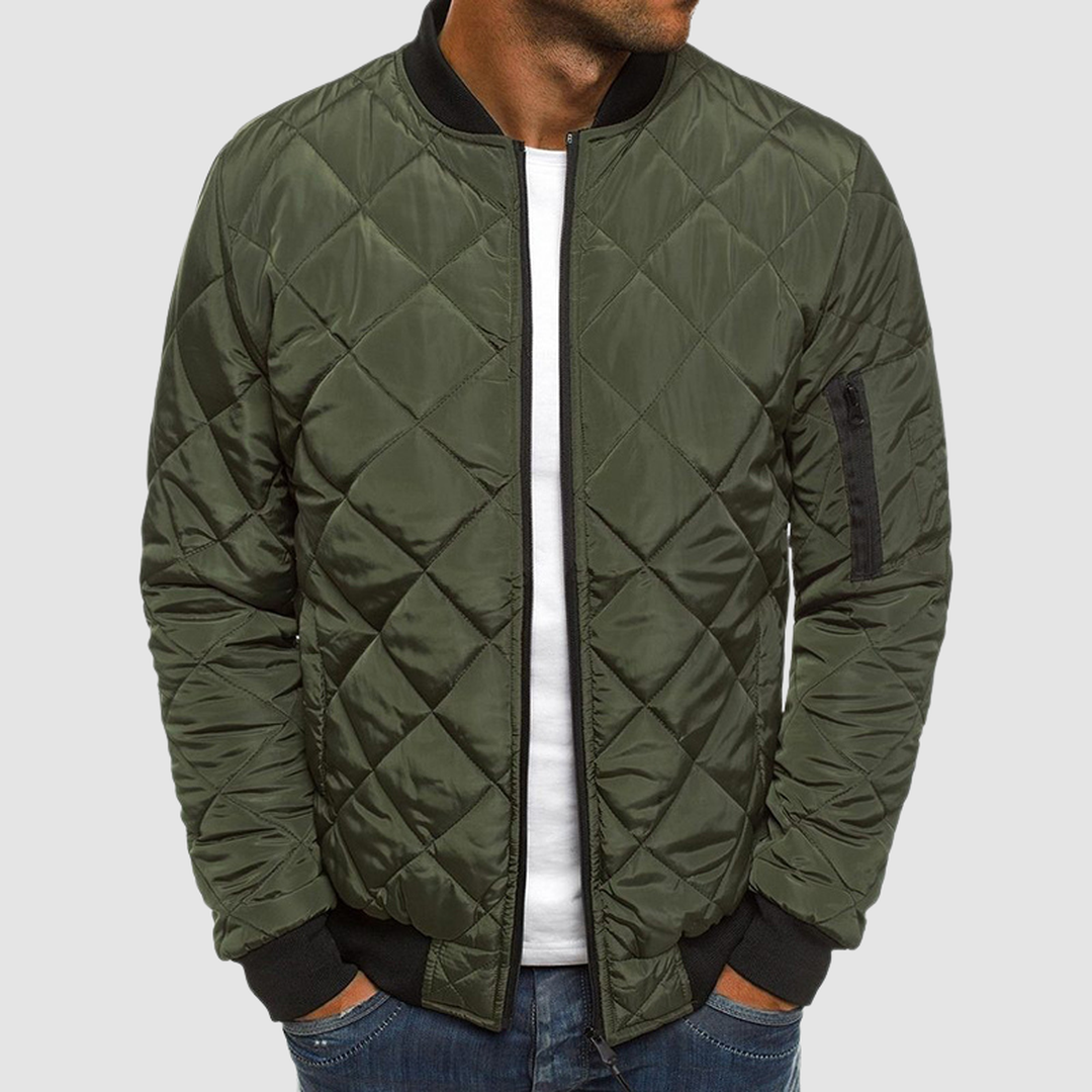 Ravello | Men’s Quilted Zip Jacket with Ribbed Collar