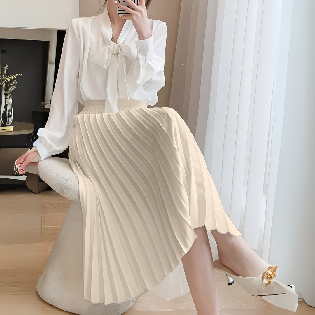 Grace | Women’s High-Waist Satin Pleated Midi Skirt