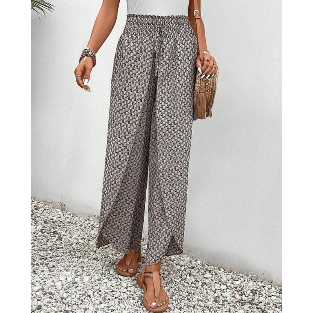 Scarlett | Women’s High-Waisted Trousers with Geometric Print