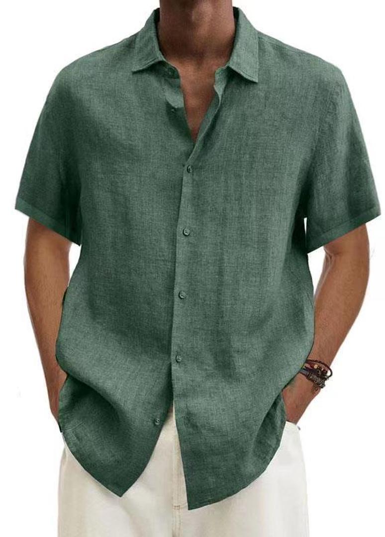 Ryan | Men’s Linen Button-Up Shirt with Short Sleeve