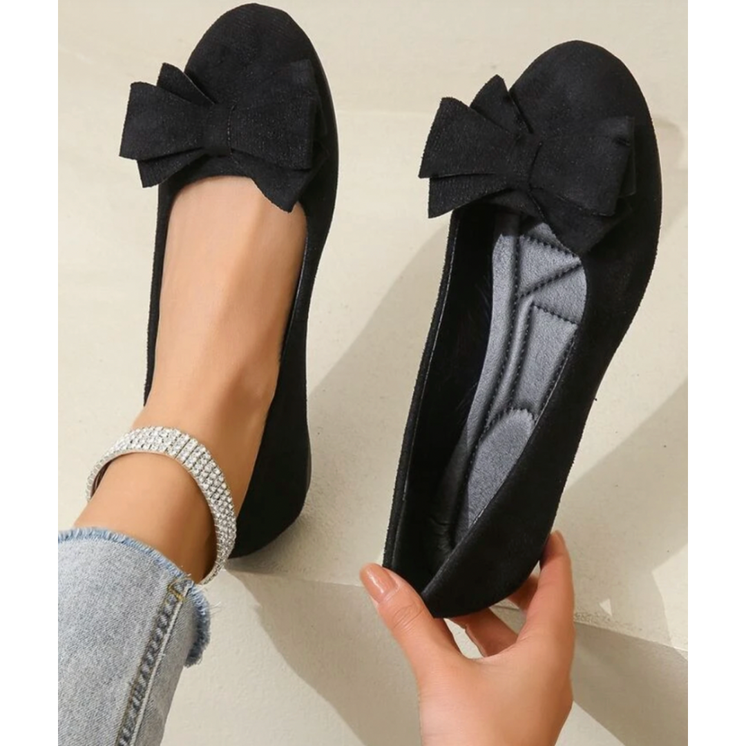 Elowen | Women’s Slip-On Ballet Flats with Bow Detail