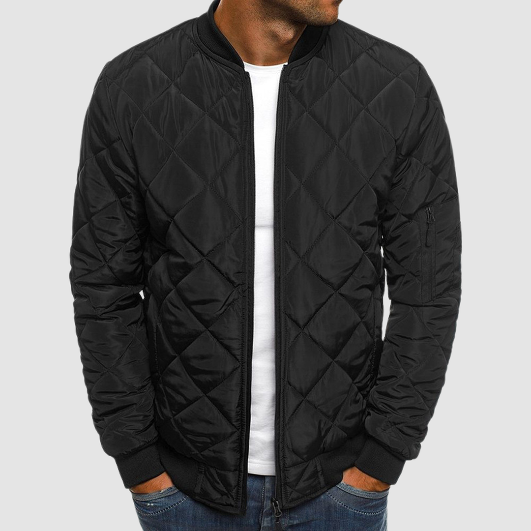 Ravello | Men’s Quilted Zip Jacket with Ribbed Collar
