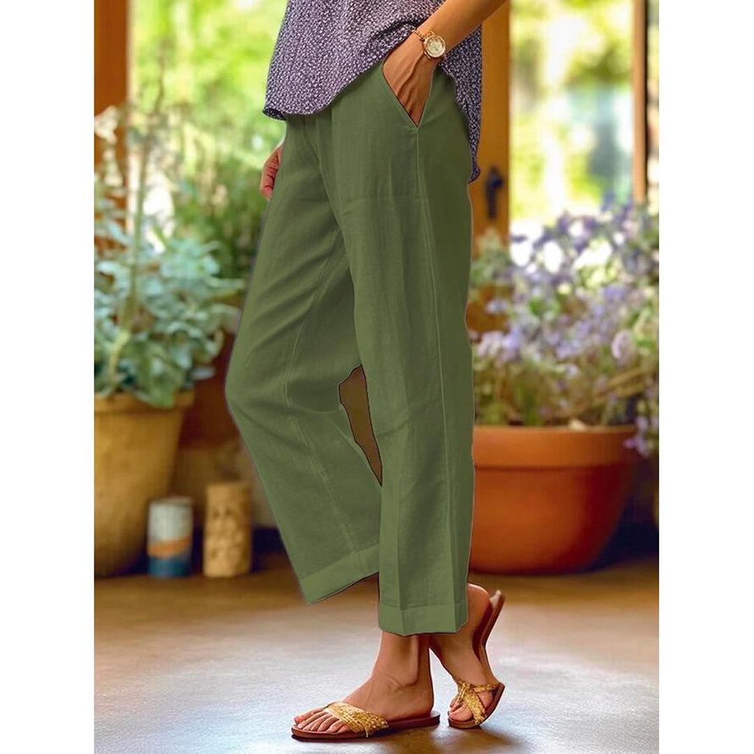 Hannah | Women’s Loose Fit Linen Trousers with Straight Leg