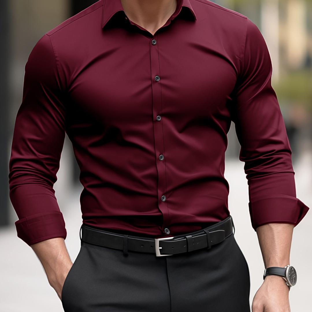 Liam | Men’s Slim Fit Button-Up Shirt with Long Sleeve
