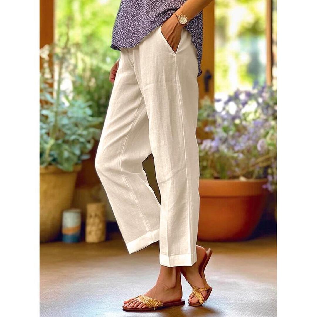 Hannah | Women’s Loose Fit Linen Trousers with Straight Leg