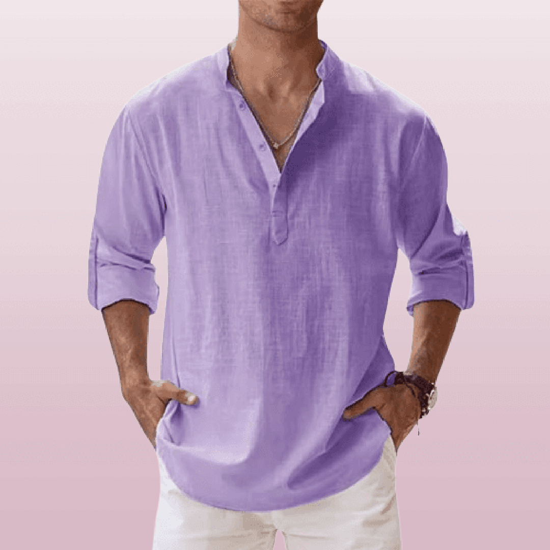 Isaac | Men’s Linen Blend Henley Shirt with Button Placket