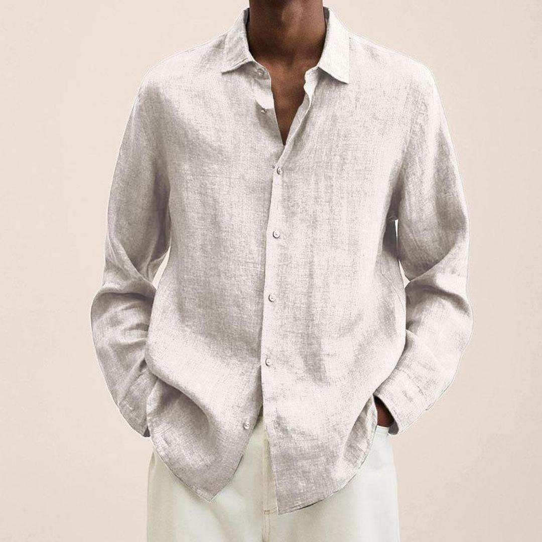 Luca | Men’s Linen Blend Long Sleeve Shirt with Classic Collar