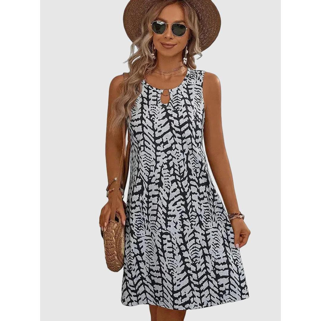 Harper | Women’s Sleeveless Printed Mini Dress with Round Neck