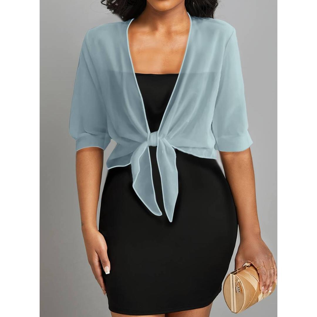 Serena | Women’s Sheer Tie-Front Blouse with V-Neck