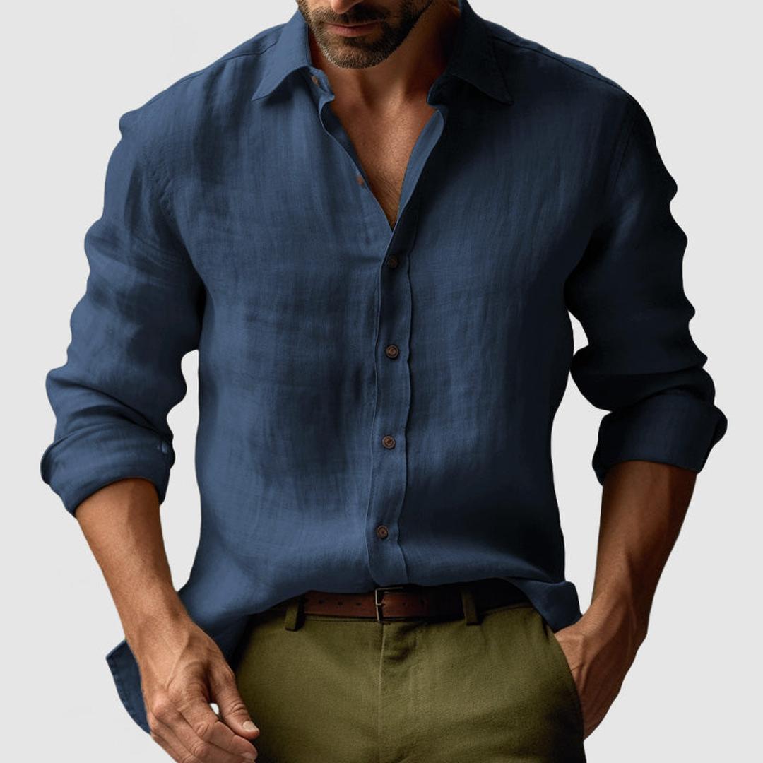 Samuel | Men’s Long Sleeve Linen Button-Up Shirt