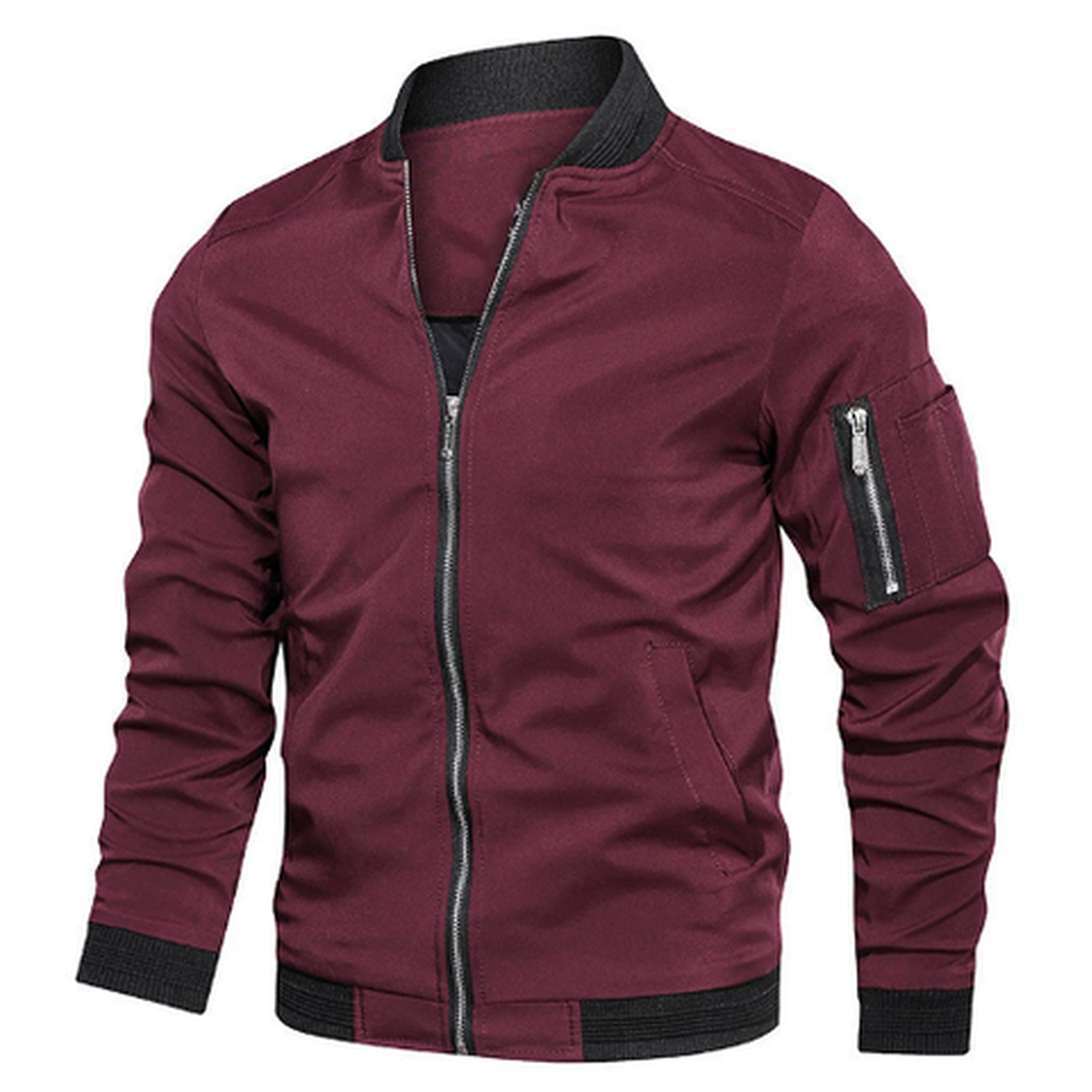 Oliver | Men’s Zip-Front Bomber Jacket with Stand Collar
